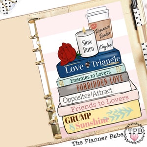 Romance Book Tropes Dashboard Planner Cover, A5 Insert, A6 GM MM PM Agenda Planner Insert, Personal Planner, Happy Planner, Erin Condren