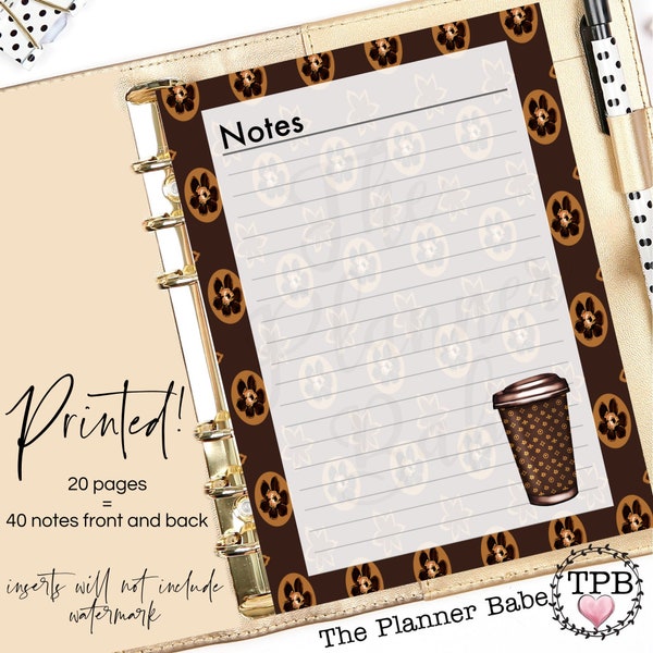 Designer Notes, Printed Planner Inserts for PM MM GM Agenda, Planner Refill, Planner Note Pages, A6 Planner, Personal Planner, A5 Planner