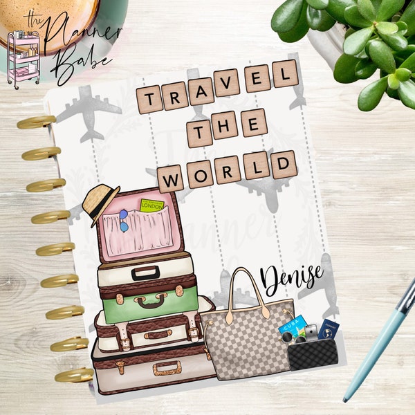 Travel the World Planner Cover, Planner Dashboard, Inserts A5 GM MM PM Agenda, Inserts, Personal Planner, Happy Planner, Erin Condren