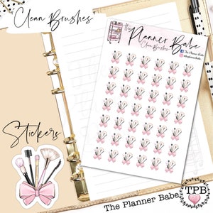 Clean Brushes Stickers, Printed Planner Stickers for PM MM GM Agenda, Sticker Sheets, Planner Stickers, Personal Planner, A5 Planner