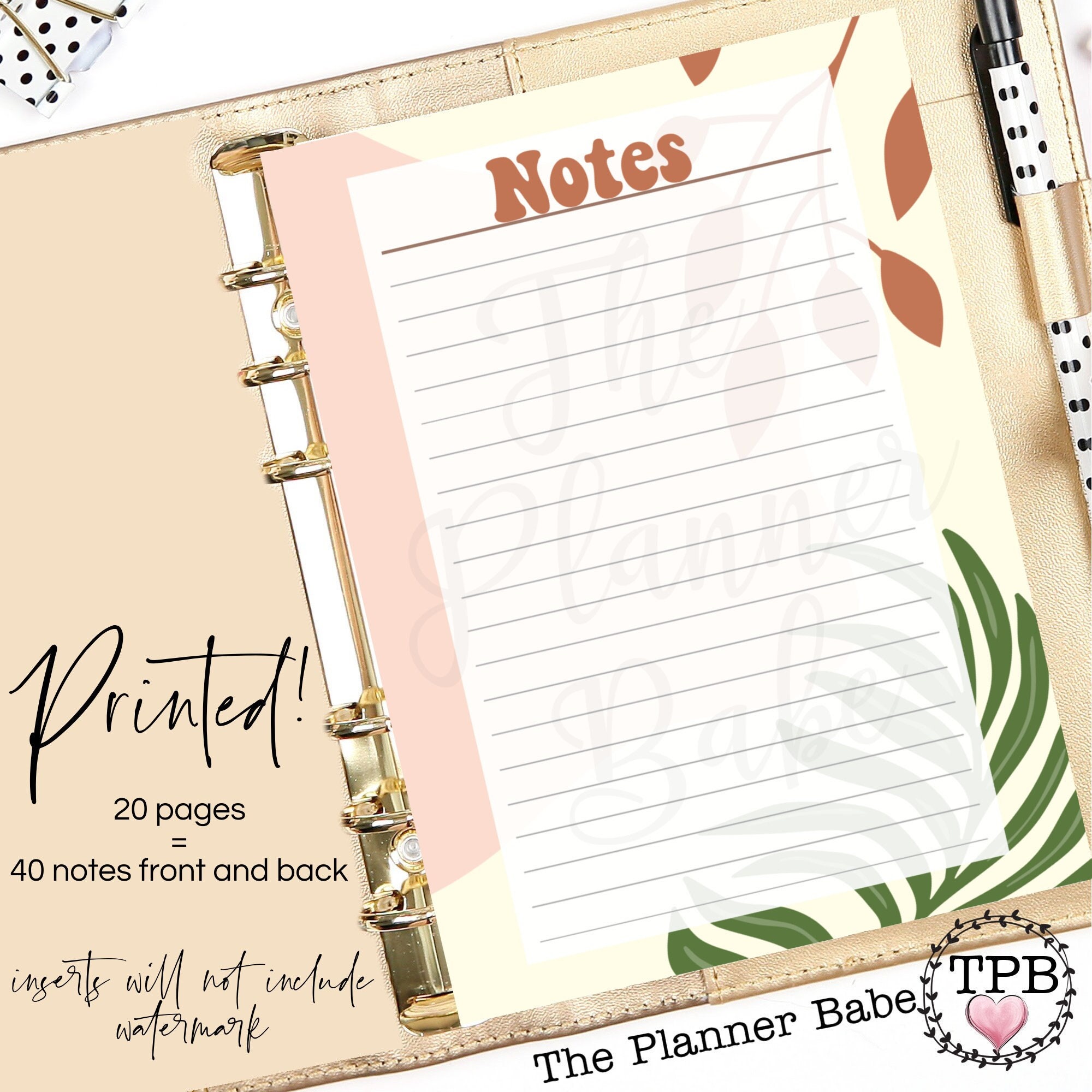 Boho Notes Printed Planner Inserts for PM MM GM Agenda 