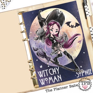 Witchy Woman Dashboard Planner Cover, A5 Insert, A6 GM MM PM Agenda Planner Insert, Personal Planner, Happy Planner, Erin Condren