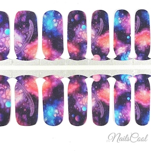 Nail Wraps Purple Color Nail Stickers Chameleon Shimmer Real nail Polish Strips Street Art 16 Strips Space Odyssey