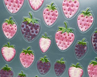 Rosa Erdbeeren Nagel-Aufkleber, 3D Jelly Fruit Nagel Aufkleber, 6D Kawaii Pastell Erdbeere Nagel-Kunst-Aufkleber für den Sommer DIY Maniküre