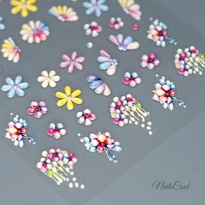 Blumennagel-Aufkleber Buntes Jelly 3D DIY Aufkleber 5D Nagel-Abziehbild-Blumen-Nagel-Kunst