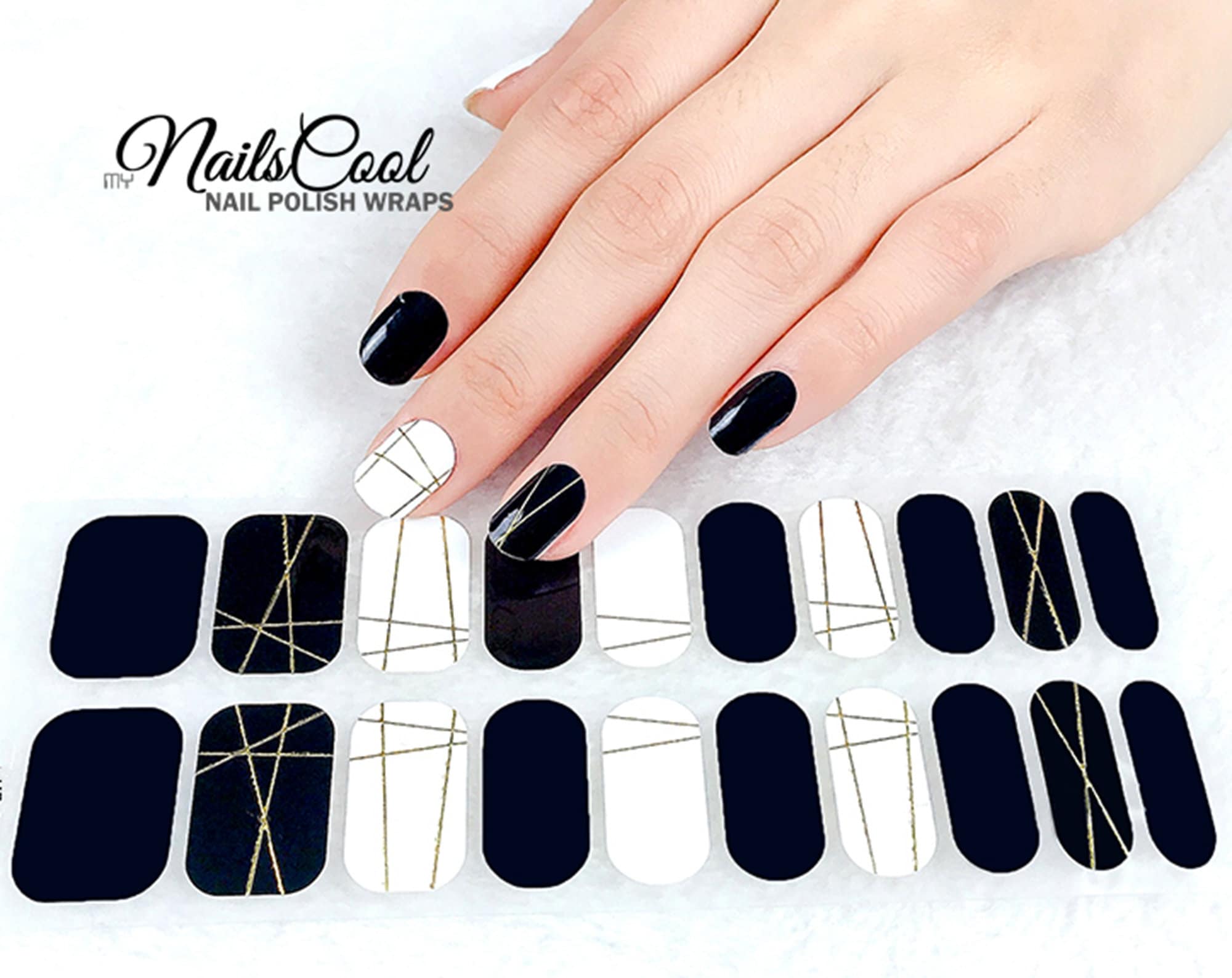 Black & White Color 3D Gold Straight Lines Real Nail Polish - Etsy