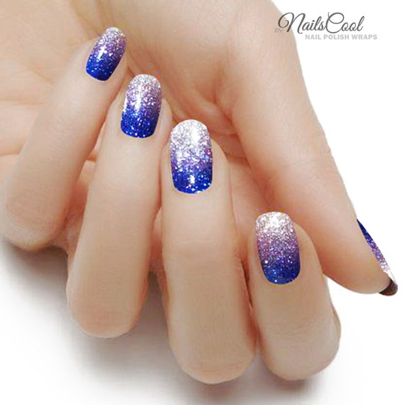 Buy Purple and Blue Chrome French Tip Nail Design Online in India - Etsy