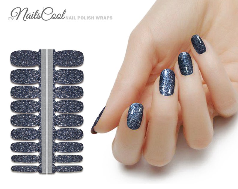 Gray Color Glitter Real Nail Polish Strips Nail Art Nail Wraps Etsy