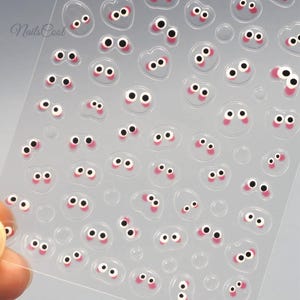 Cartoon Nail Stickers 5D Eyes Blush Bubble Nail Decals DIY Nails Nail Art