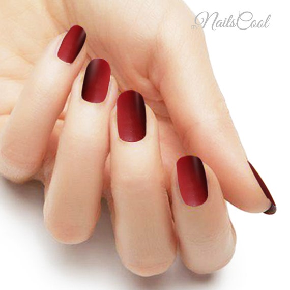 Sólido Mate Vino Tinto Color Esmalte de uñas Real Tiras Arte - Etsy México