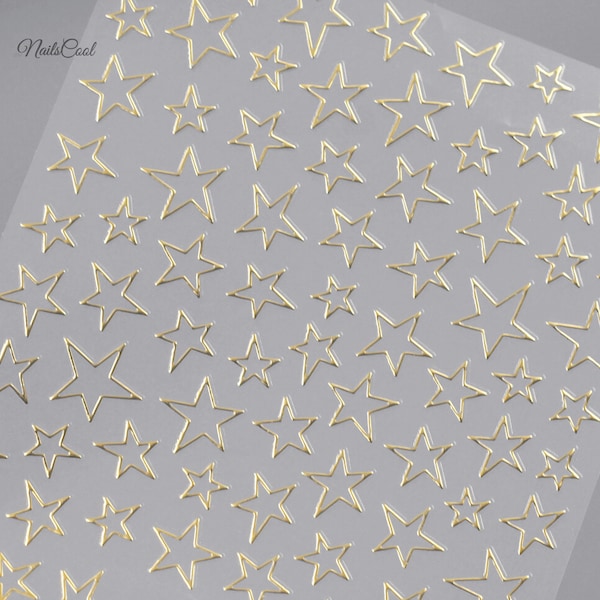 Gold Star Nail Stickers 3D Nail Decals Effect DIY Nails Nail Art