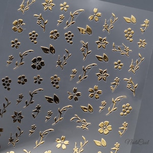 Blumen Nagel Aufkleber Gold Metallic 3D DIY Aufkleber 5D Nagel Abziehbilder Blumen Nail Art