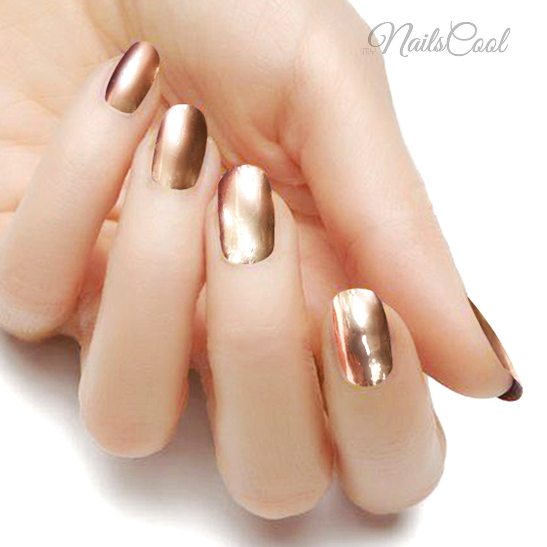 Rose Or Couleur Chrome Effet Vrai Vernis à ongles Strips Nail art Wraps — free download