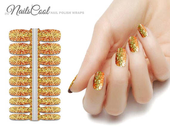 Gold Color Sun Shine Gradient Glitter Sequin Real Nail Polish Strips Nail  Art Wraps Street Art 18 Strips - Etsy Ireland