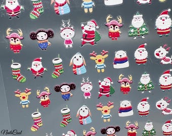 Christmas Nail Stickers Santa Claus Cartoon Characters 3D DIY Stickers 5D Nail Decals Nail Art