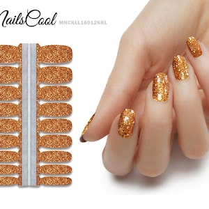 Bronze Gold Color Glitter Sequin Real nail Polish Strips Nail art Wraps Street Art 18 Strips Ochre