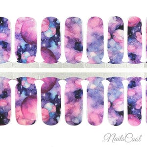 Nail Wraps Purple Color Nail Stickers Chameleon Shimmer Tie-Dye Real nail Polish Strips Street Art 16 Strips Space Odyssey