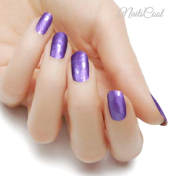 Solid Purple Color Violet Pearly Luster Real nail Polish Strips Nail art Wraps Street Art 18 Strips