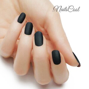 Solid Color Black Matte Finish Real nail Polish Strips Nail art Wraps Street Art 18 Strips image 2