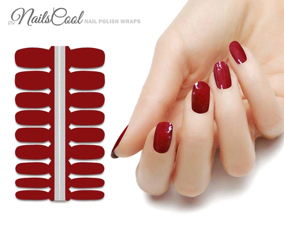 Solid Color Red Carmine Real Nail Polish Strips Nail Art Wraps Street Art  18 Strips -  Canada