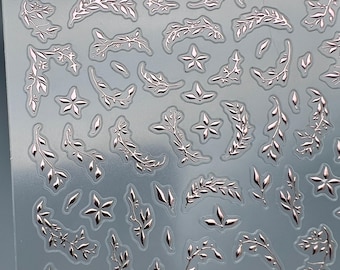 Floral Nail Stickers Rose Gold Metallic Leaf 3D DIY Stickers 5D Nail Decals Flower Nail Art