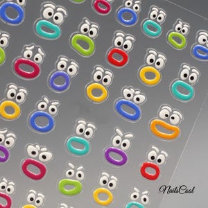 Cartoon Nail Stickers 5D Colorful Big Mouth Face Nail Decals DIY Nails Nail Art