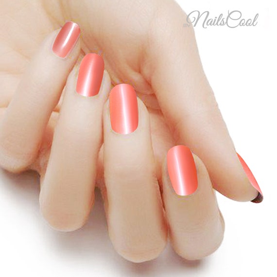Bright Coral Color Gloss Solid Real Nail Polish Strips Nail Art
