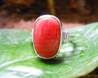 Natural Coral Ring: Sterling Silver Astrological Ring for Men