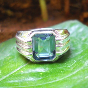 Certified Aquamarine Ring-Statement Emerald Cut sky Blue Aquamarine-similar design Royal Wedding Anniversary Day For Him-Mother&#39;s Day Gifts