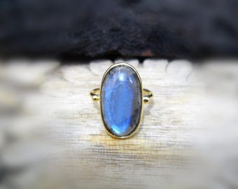 14k Gold Plated Labradorite Ring: Sterling Silver Gemstone