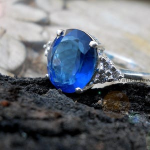 Blue Sapphire Ring, Sterling Silver Ring, Handmade Ring, Wedding Ring, Engagement Ring, Sapphire Jewelry, Anniversary Ring, Gift For Her