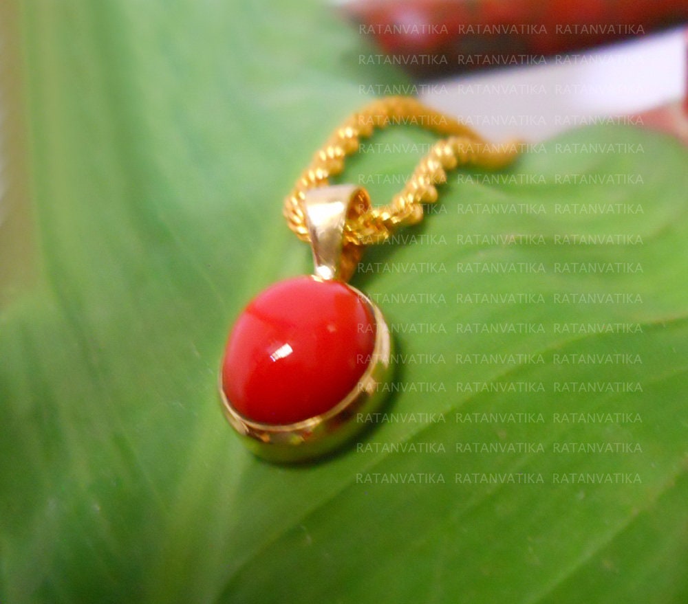 レッドコーラルペンダント：925スターリングシルバー、金メッキ