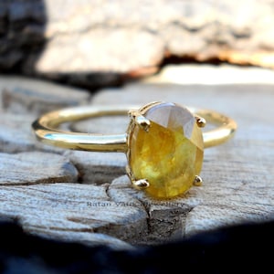 Natürlicher gelber Saphir Ring, September Birthstone Ring, Edelstein Verlobungsring, feiner Schmuck, Geburtstagsgeschenk, Schmuck für sie, Minimalist