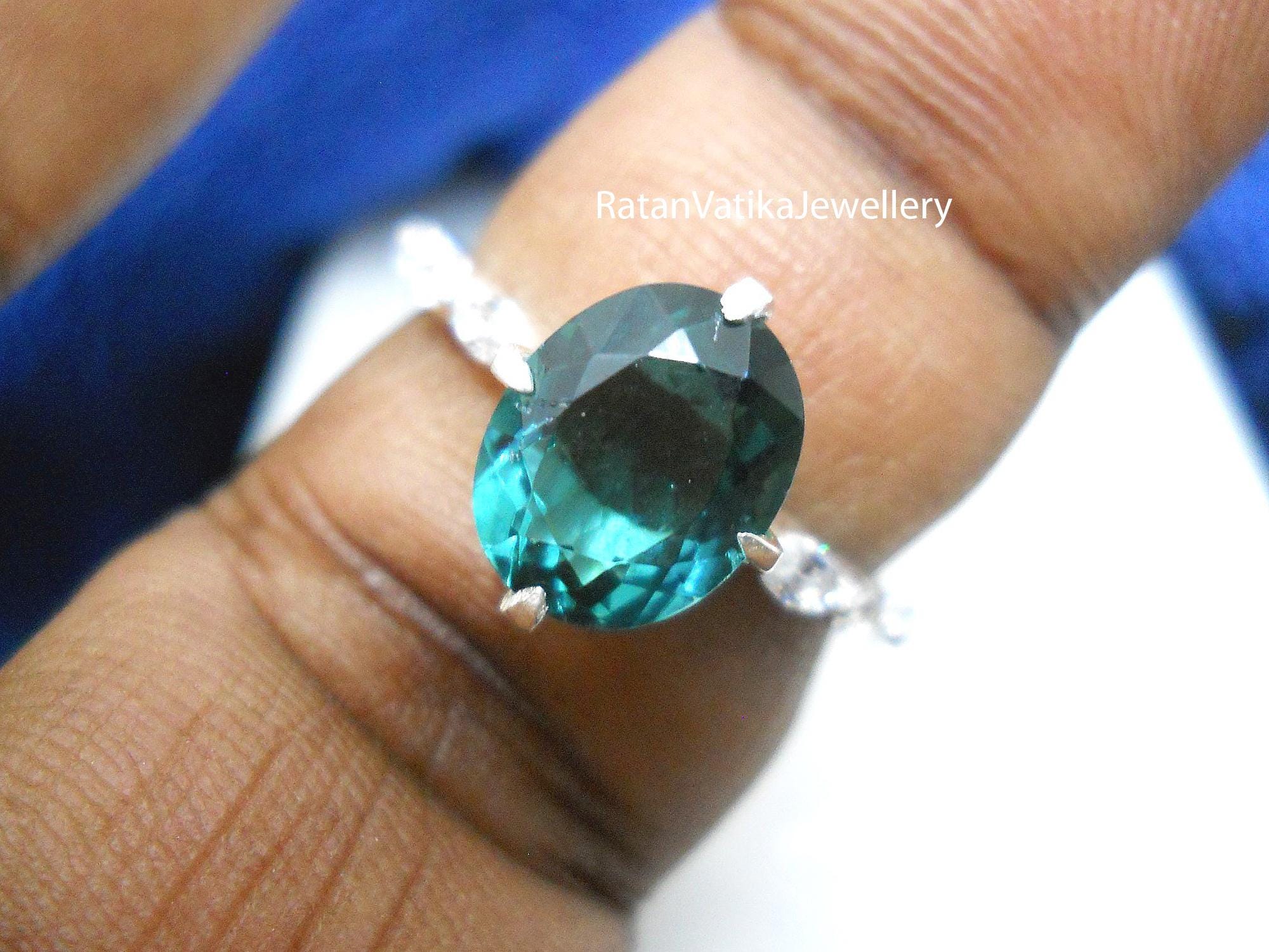 ティールサファイアリング：ハンドメイド925スターリングシルバー
