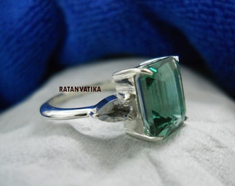 Certified Indicolite Tourmaline Ring-Gemstone Ring-Blue Green Tourmaline Engagement Ring Gift For Love Anniversary Wedding Ring Silver Ring