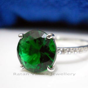 Emerald Ring, Handmade Ring, 925 Sterling Silver Ring, Green Gemstone Ring, Statement Ring, Wedding Anniversary Ring, Birthday Gift For Her