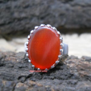 Handgemachter Aqeeq Ring - Natürlicher Achat Edelstein in Sterling Silber, Islamischer Schmuck, Heilstein Geschenk für Männer & Frauen