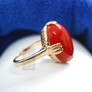 Handmade Natural Coral Ring/Ring for Woman/Gold Plated Silver Wedding Anniversary Gift for Her/Birthday Gift/Christmas Gift