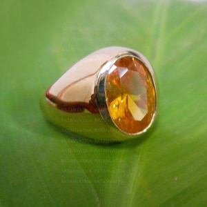 Gelber Saphir Ring / klobiger Bombe Ring / astrologischer Geburtsstein Schmuck Ring für Unisex / Jahrestag Geschenke für Ehemann / 925 Sterlingsilber