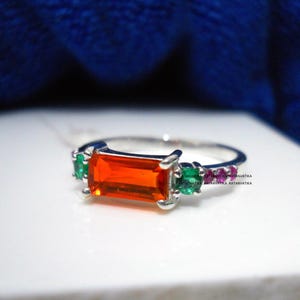Minimalist Padparadscha Saphir Ring, Verlobung Jahrestag Geburtstag Valentinstag Geschenk für Sie, Sterling Silber Gold Muttertag Ring