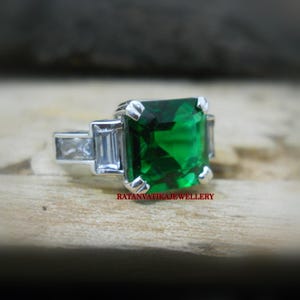 Emerald Ring, Handmade Ring, 925 Sterling Silver Ring, Green Gemstone Ring, Statement Ring, Wedding Anniversary Ring, Birthday Gift For Her