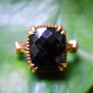 Anillo Sulemani Aqeeq natural: plata de ley 925 bañada en oro de 18 quilates, talla cojín