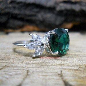 Emerald Ring, Marquise Ring, 925 Sterling Silver Ring, Green Gemstone Ring, Statement Ring, Wedding Anniversary Ring, Birthday Gift For Her