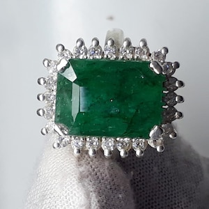 Emerald Ring, Women Ring, Green Gemstone May Birthstone Jewelry, Handmade Engagement Ring, Gold Plated 925 Silver, Boho Wedding Promise Ring