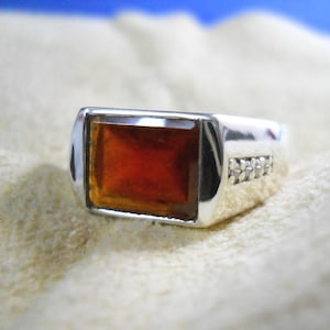 Natural Hessonite Ring, Garnet Ring, Gomed Ring, Birthstone Ring, Men Ring, 925 Sterling Silver Ring, Garnet Ring, Gift For Him