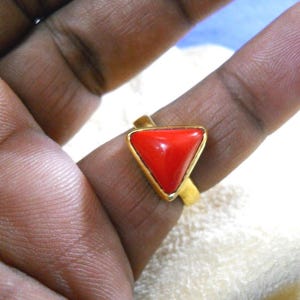 Red Natural Coral Ring/Astrological stone ring for unisex/6.20 carat Red Coral Rings/Jewelry Gift for Her/Handmade Ring
