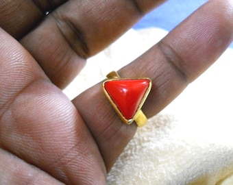 Red Natural Coral Ring/Astrological stone ring for unisex/6.20 carat Red Coral Rings/Jewelry Gift for Her/Handmade Ring