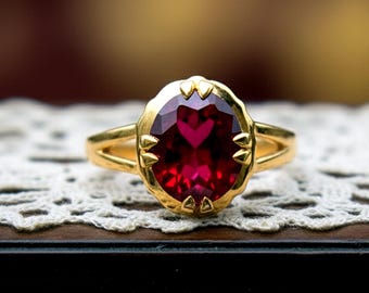 Ruby Ring, 925 Sterling Silver, Red Gemstone Ring Women jewelry | Handmade Solitaire | Promise Gift for Her