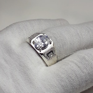 Natural white Sapphire ring/engagement wedding ring/Handmade Ring For Men Women Crystal Ring/birthstone jewelry//Anniversary gift for him