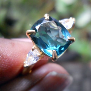Natural Teal Sapphire Ring Promise Peocock Green Sapphire Authentic Ring Anniversary Ring valentine day gift rings for women Green Sapphire